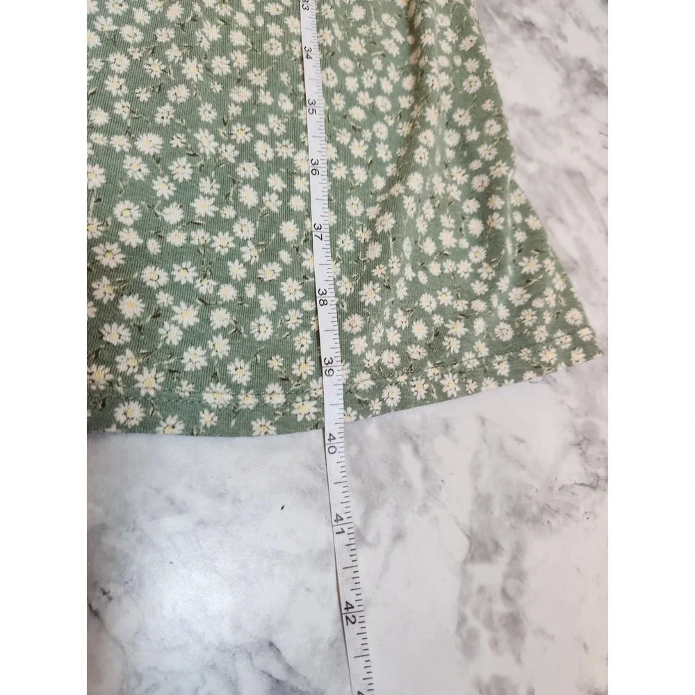 Sonoma Women's Green Yellow Daisy Floral Short Sleeve Peasant Midi Dress Size 2X - Picture 6 of 6